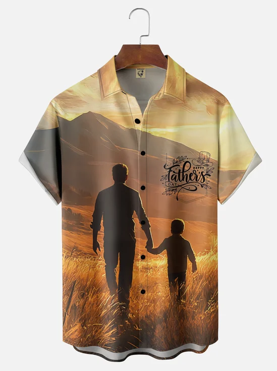 Moisture-wicking Father's Day Dad Son Chest Pocket Casual Shirt