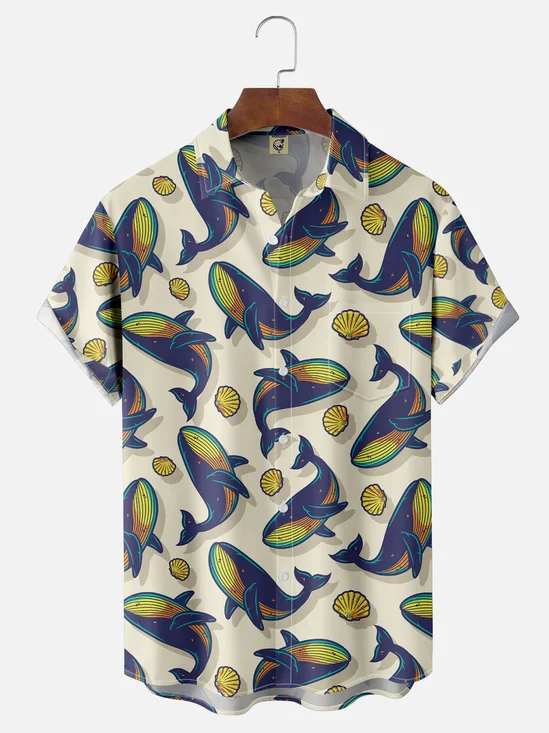 Moisture-wicking Whale Shell Chest Pocket Casual Shirt