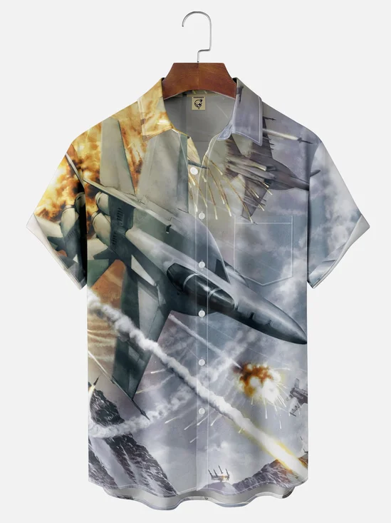 Moisture-wicking Memorial Day Air Force Patriotic Chest Pocket Casual Shirt