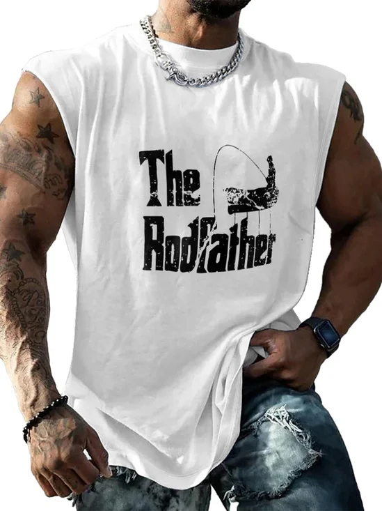 Mens Crewneck Tank Tops The Rodfather Beach Sleeveless Shirt