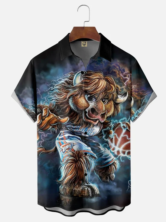 Moisture-wicking USA Basketball Oklahoma City Art Thunder Fun Chest Pocket Casual Shirt