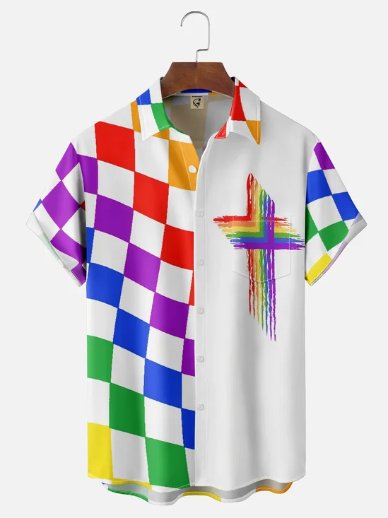 Moisture-wicking LGBT Pride Month Chest Pocket Casual Shirt