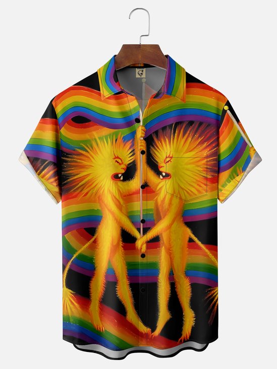 Moisture-wicking LGBT Pride Month Chest Pocket Casual Shirt