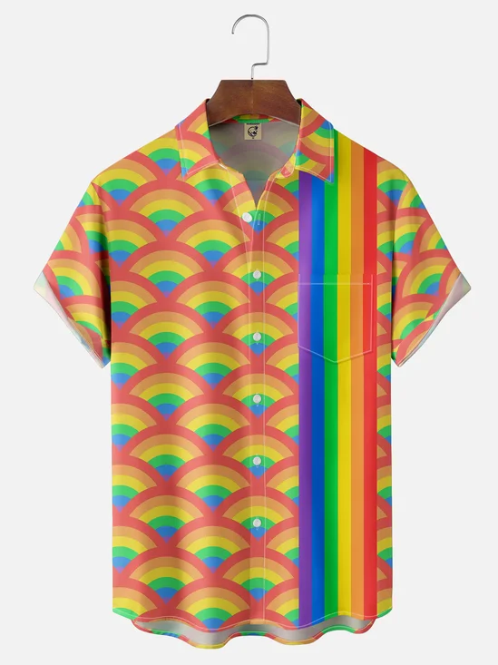 Moisture-wicking LGBT Pride Month Chest Pocket Bowling Shirt