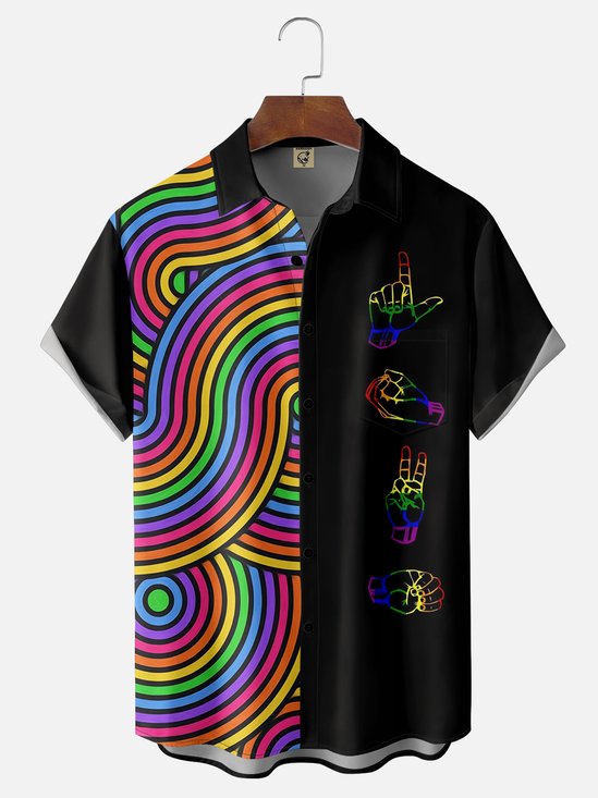 Moisture-wicking LGBT Love Pride Month Chest Pocket Casual Shirt