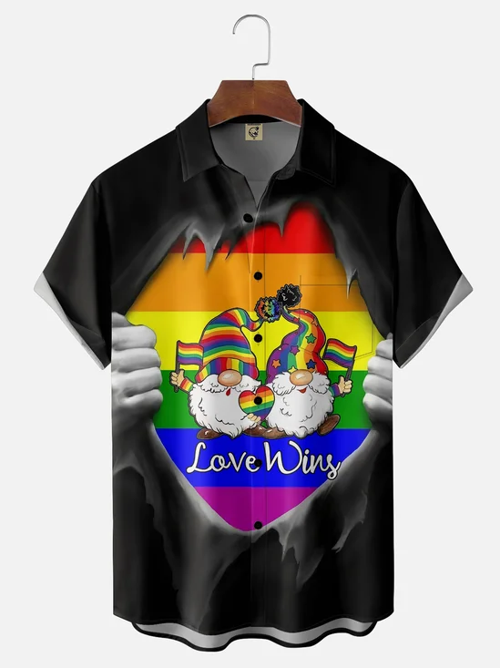 Moisture-wicking LGBT Pride Month Gnome Chest Pocket Casual Shirt