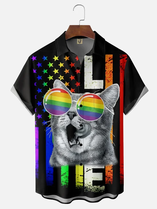 Moisture-wicking LGBT Pride Month Chest Pocket Casual Shirt