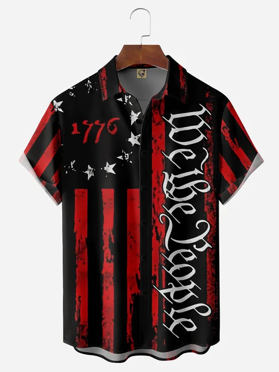 Tall Size Moisture-wicking 1776 We The People Chest Pocket Casual Shirt