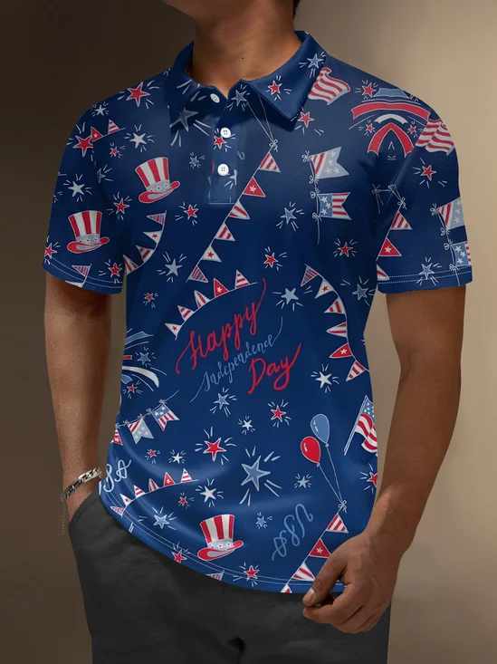 Moisture Wicking Independence Day American Flag Golf Polo