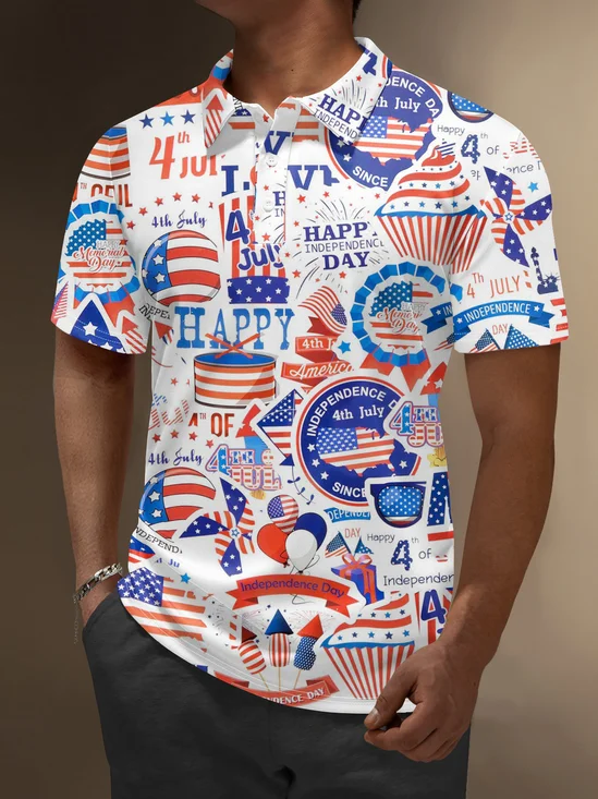Moisture Wicking Independence Day American Flag Golf Polo