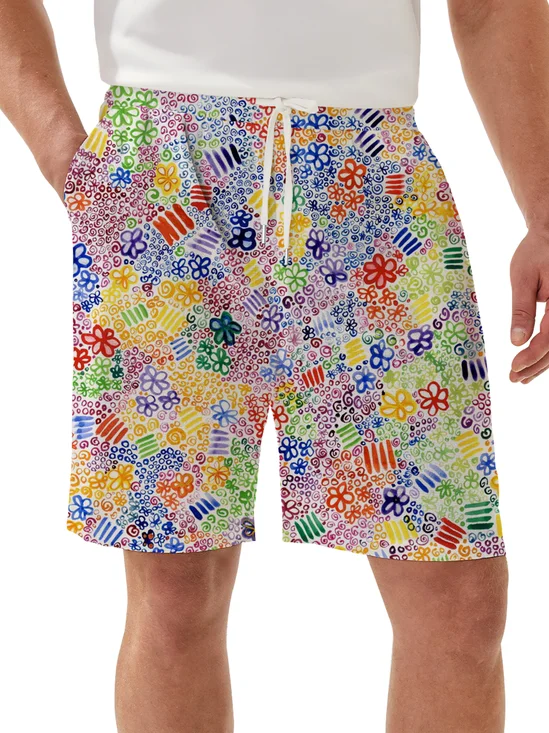 Moisture Wicking Floral Casual Shorts