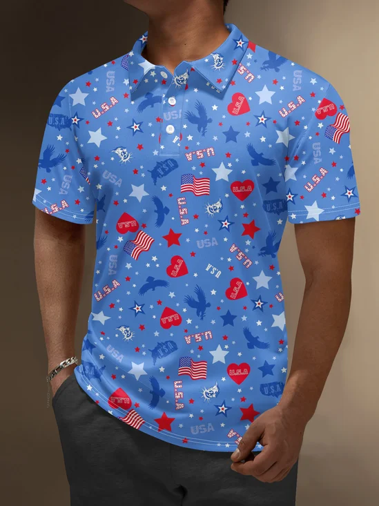 Moisture Wicking Independence Day American Flag Golf Polo