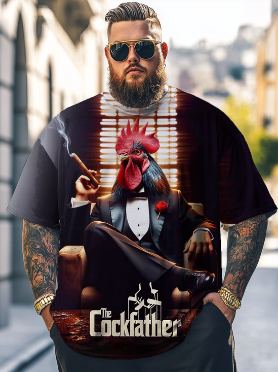 Big Size Men's Chicken Godfather Loose T-shirt