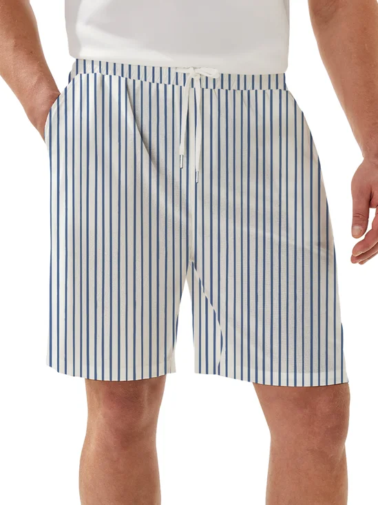 Moisture Wicking Geometric Stripe Casual Shorts
