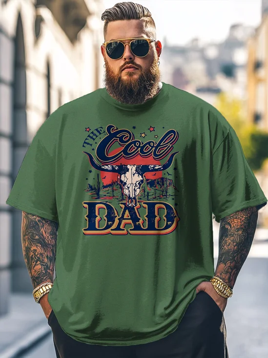 Big Size Men's Cool Dad Art Loose T-shirt