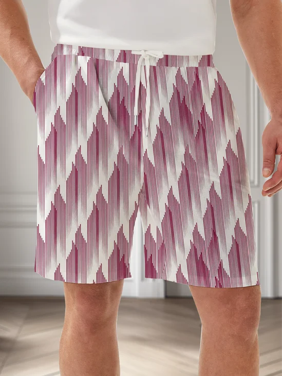 Moisture Wicking Abstract Geometric Casual Shorts