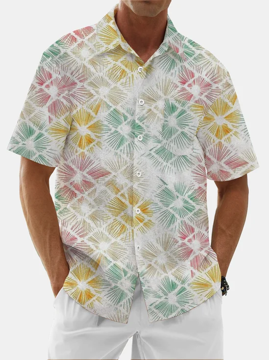 Moisture Wicking Floral Chest Pocket Casual Hawaiian Shirt