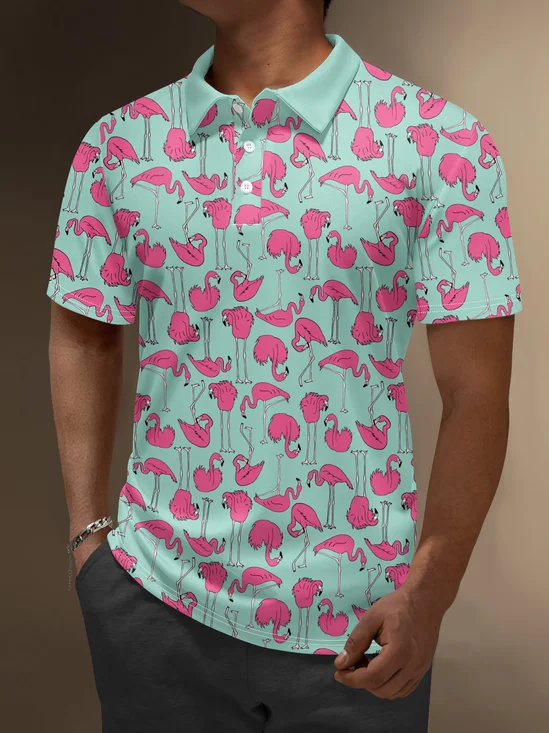 Moisture Wicking Hawaiian Flamingo Golf Polo