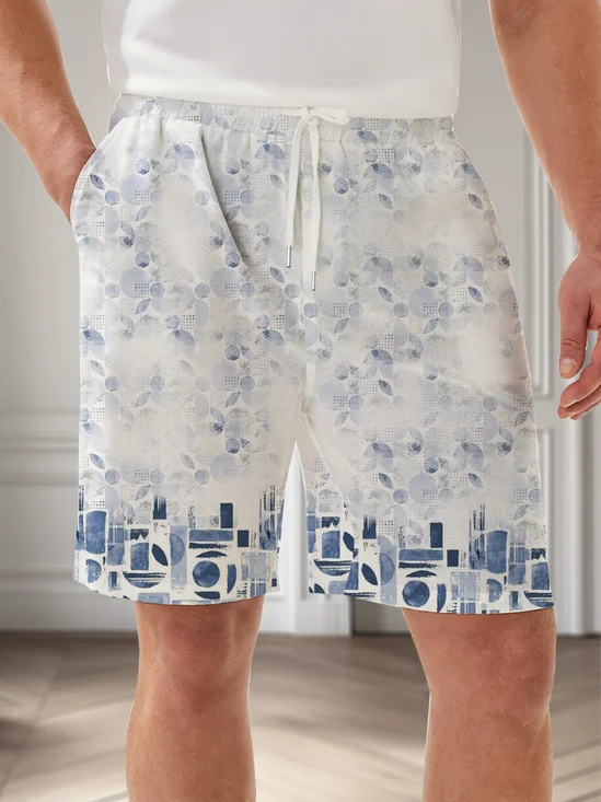 Moisture Wicking Abstract Geometric Casual Shorts