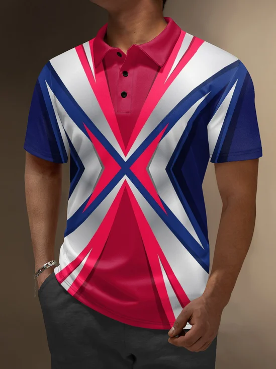 Moisture Wicking Artistic Geometry Golf Polo