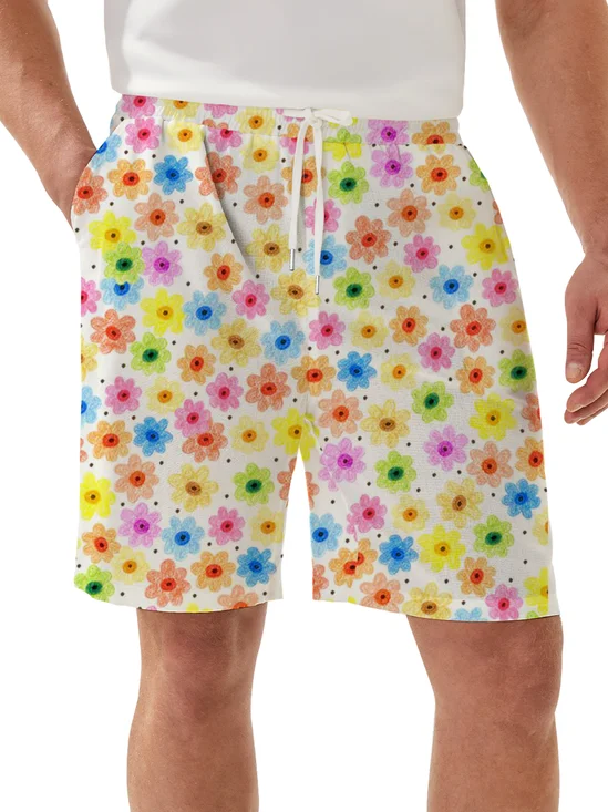 Moisture Wicking Floral Casual Shorts