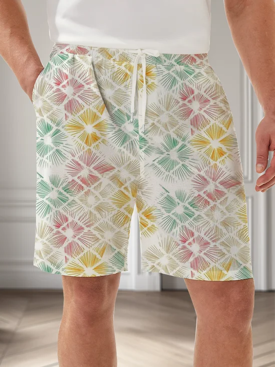 Moisture Wicking Geometric Floral Casual Shorts