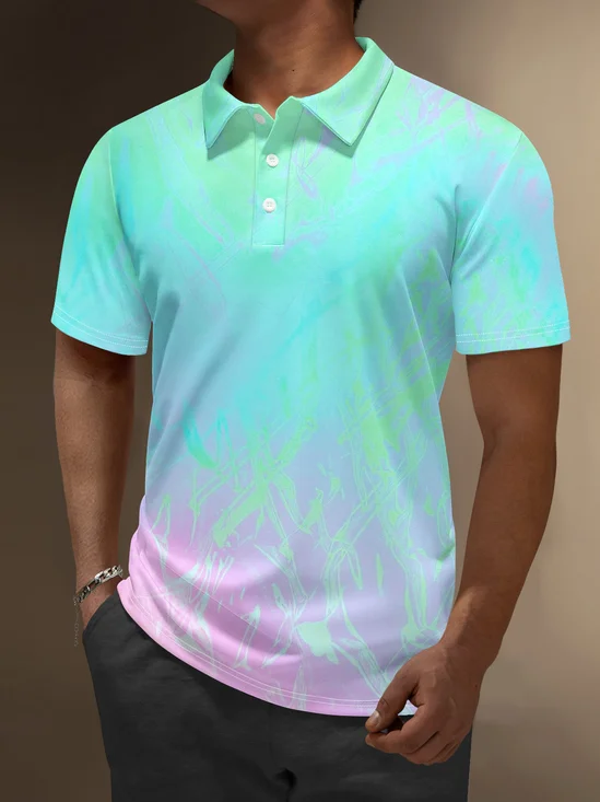Moisture Wicking Artistic Abstract Gradient Colors Golf Polo