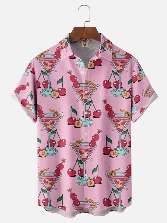 Moisture Wicking Cocktail Chest Pocket Hawaiian Shirt
