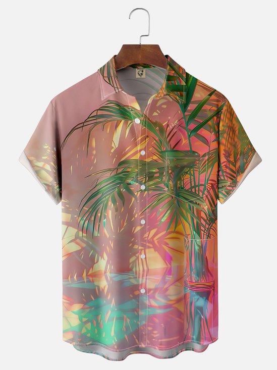 Moisture-wicking Avant-garde Trend Dream Pot Chest Pocket Hawaiian Shirt
