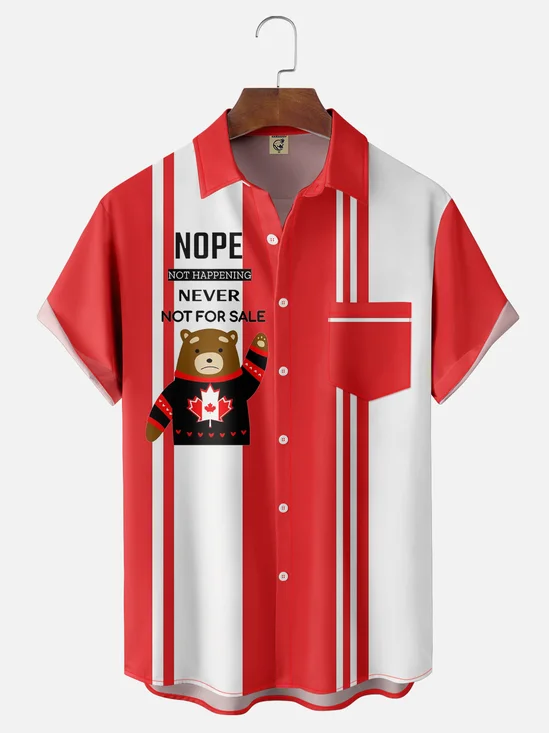 Moisture-wicking Canada Day Never Not For Sale Chest Pocket Bowling Shirt