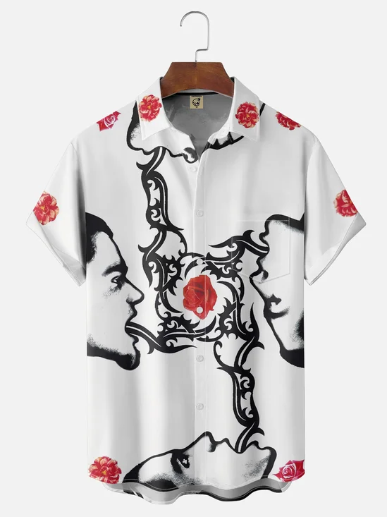 Moisture-wicking Avant-garde Trends Festival Band Art Chest Pocket Casual Shirt