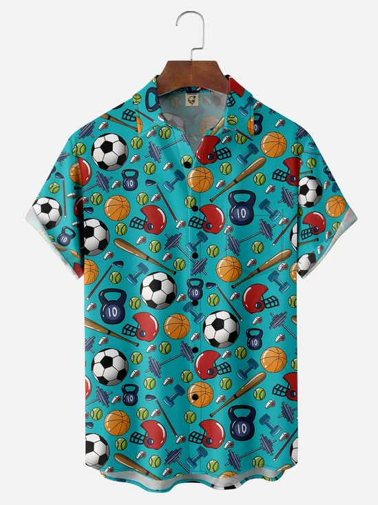 Moisture-wicking Football Baseball Rugby Fun Chest Pocket Casual Shirt