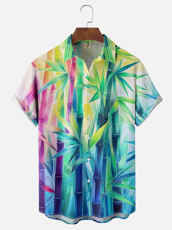 Moisture-wicking Avant-garde Trend Dream Bamboo Chest Pocket Hawaiian Shirt
