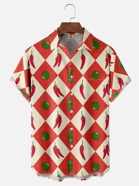 Moisture Wicking Cinco de Mayo Chili Chest Pocket Hawaiian Shirt