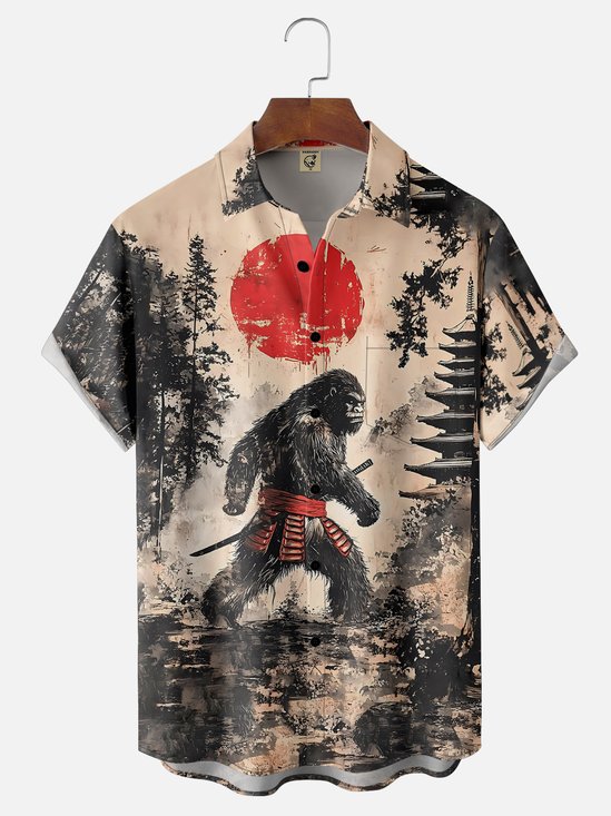 Moisture-wicking Samurai Bigfoot Chest Pocket Casual Shirt