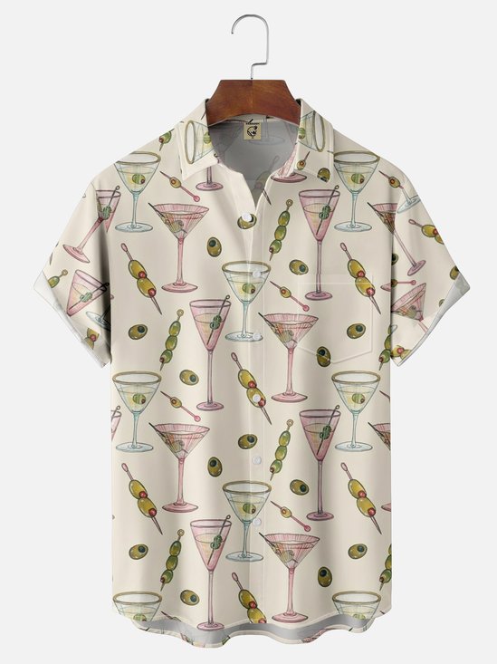 Moisture Wicking Cocktail Chest Pocket Hawaiian Shirt