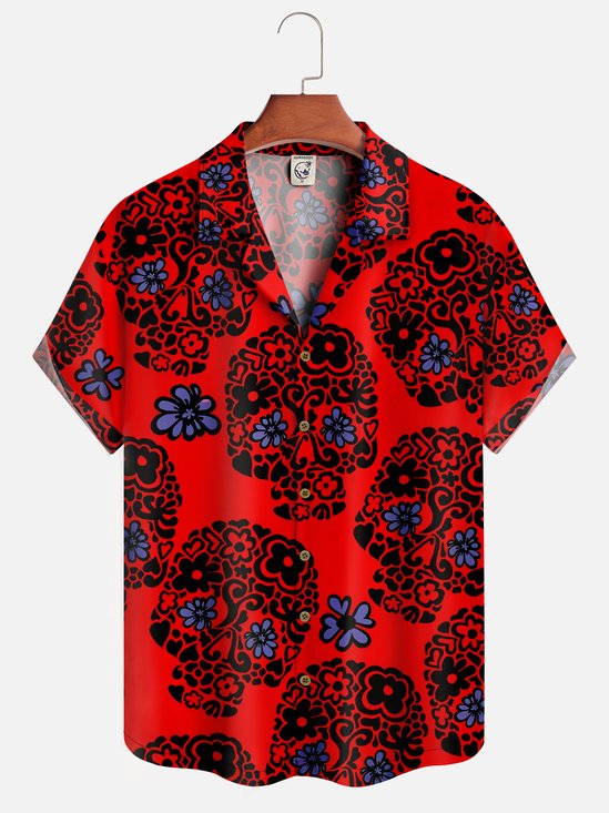 Moisture-wicking Rock Roll Skull Aloha Shirt