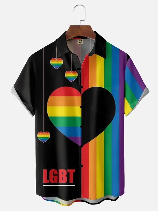 Moisture-wicking LGBT Pride Month Chest Pocket Casual Shirt