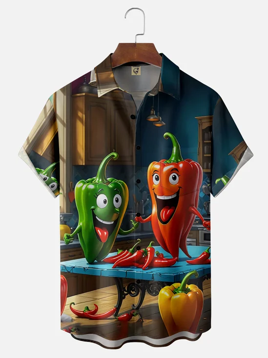 Moisture-wicking Mexican Jalapeno Pepper Chest Pocket Casual Shirt