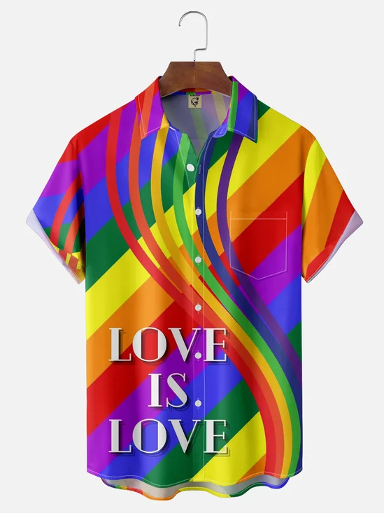 Moisture-wicking LGBT Pride Month Love Chest Pocket Casual Shirt