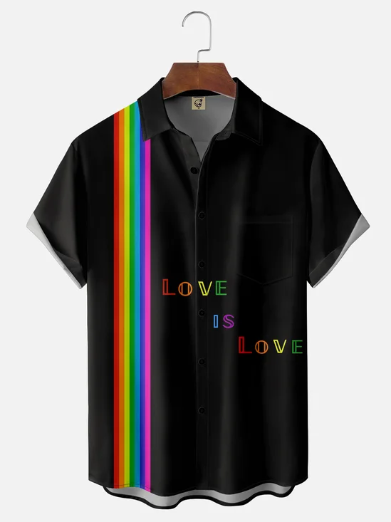 Moisture-wicking LGBT Love is Love Chest Pocket Casual Shirt