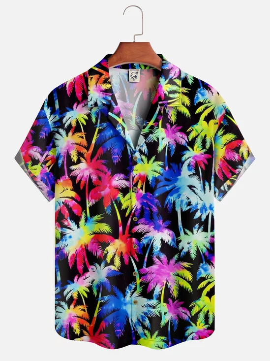 Moisture-wicking Tropical Palm Tree Aloha Shirt