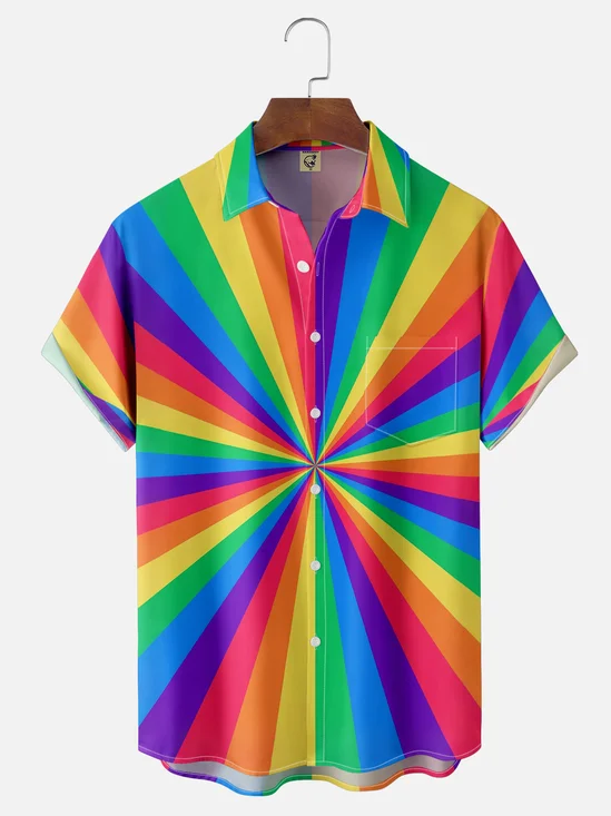 Moisture-wicking LGBT Pride Month Chest Pocket Casual Shirt