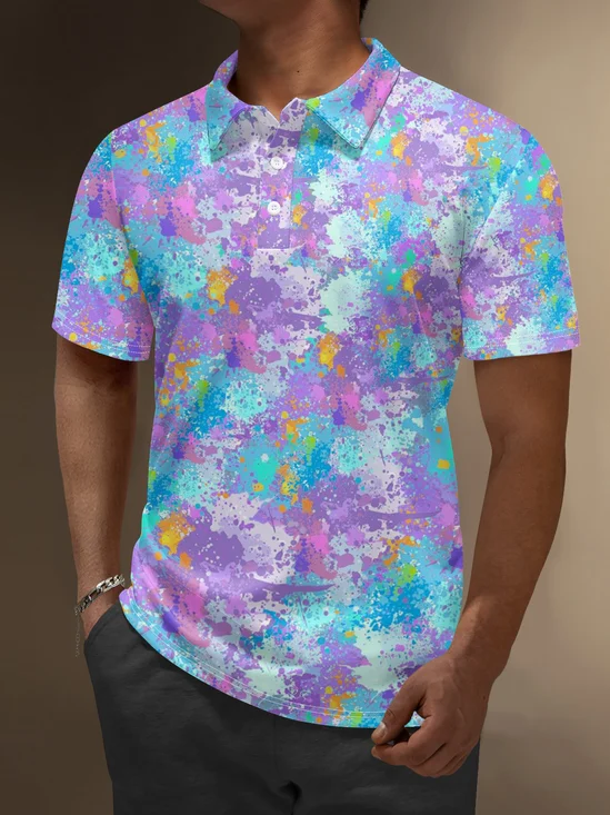 Moisture Wicking Artistic Abstract Gradient Colors Golf Polo