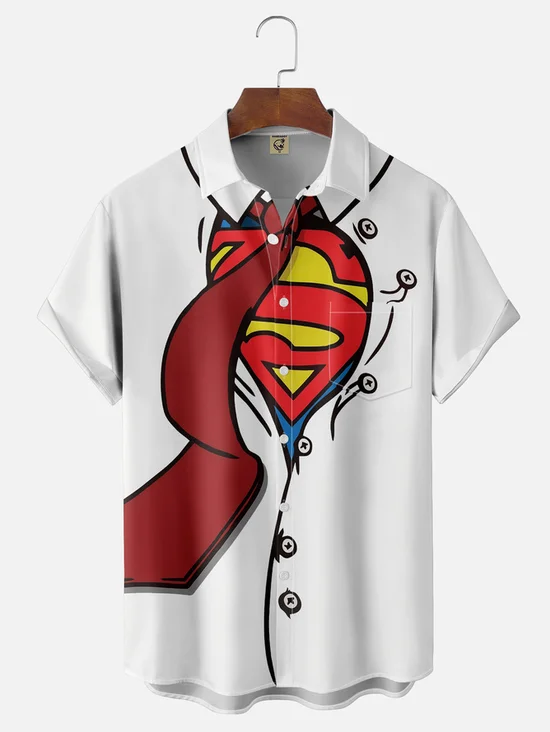 Tall Size Moisture-wicking Super Dad Chest Pocket Hawaiian Shirt