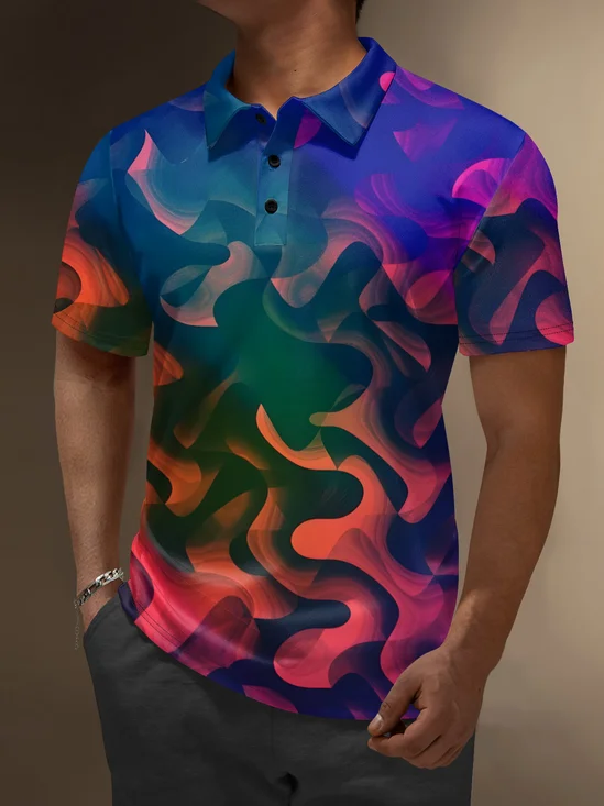 Moisture Wicking Artistic Abstract Gradient Colors Golf Polo