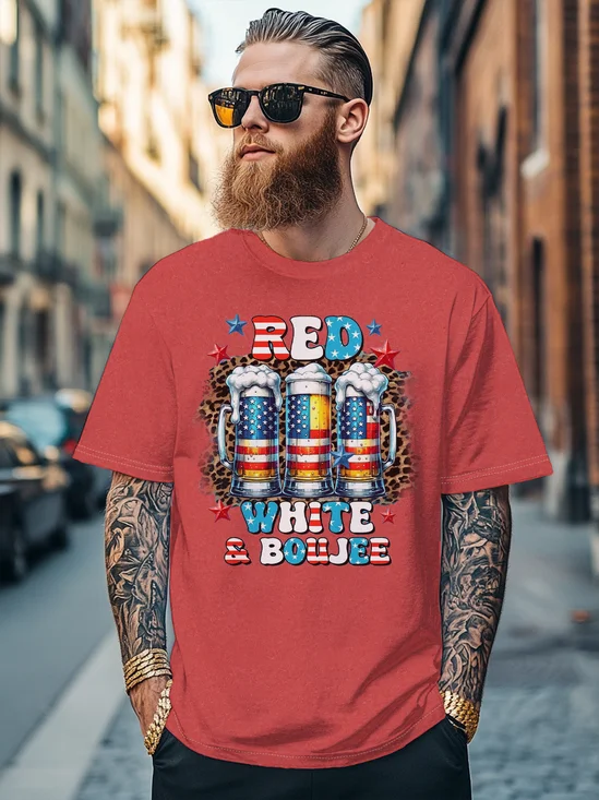 Men's Independence Day Beer Art Fitted T-shirts