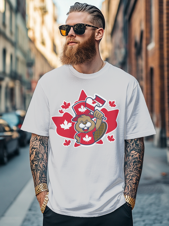 Men's Happy Canada Day Maple Leaf Fitted T-shirts
