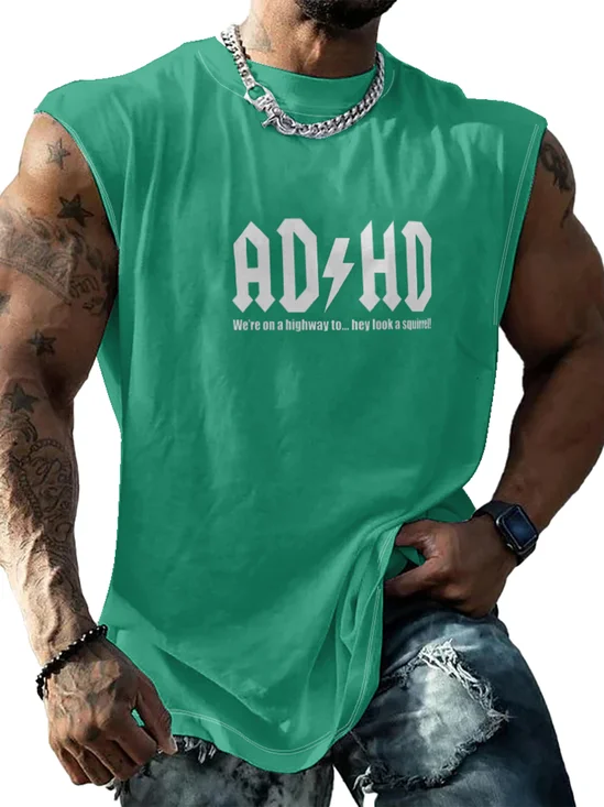 Mens Crewneck Tank Tops AD HD Beach Sleeveless Shirt