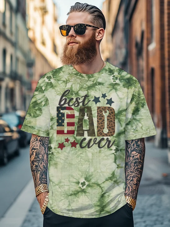 Men's Father's Day "Cool Dad" Slogan Fitted T-shirts